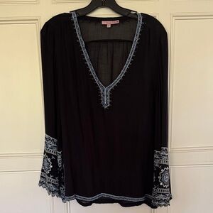 Calypso St Barth Deep Navy Embroidered Women's Top